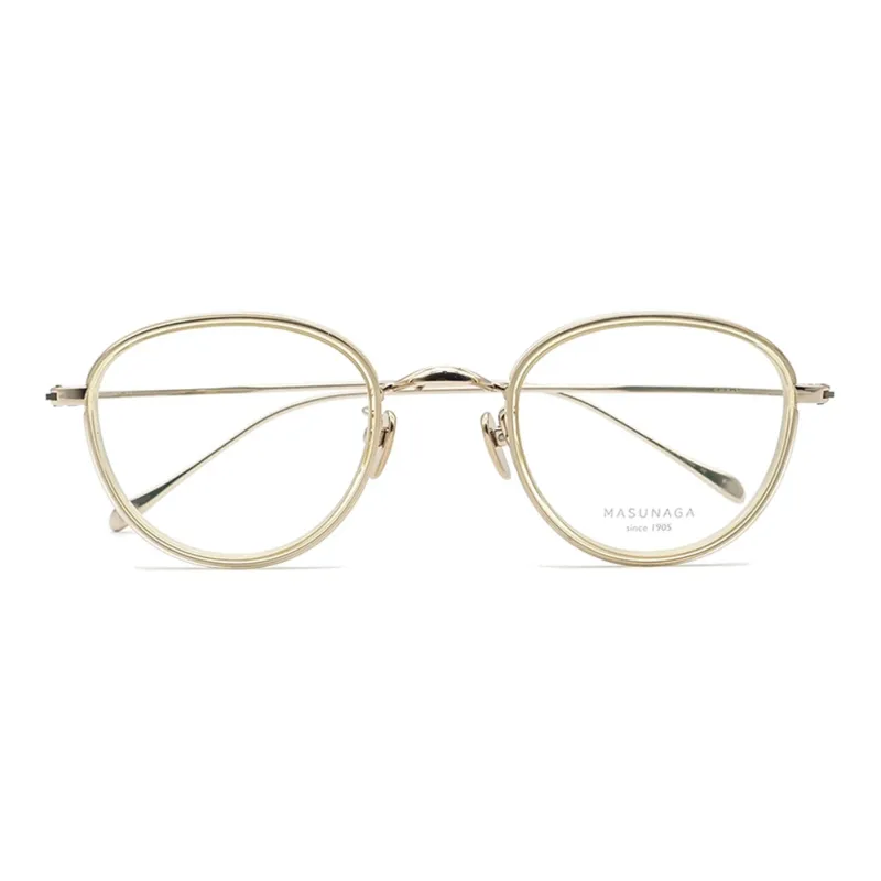 MASUNAGA Plate Frame Titanium Irregular Shape Eyeglass Frames Unisex Multicolor-0