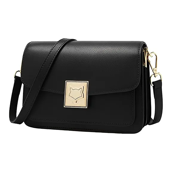 FOXER Cow Leather Small Square Bag Shoulder Bag Small Size Women's Black/Coffee-7