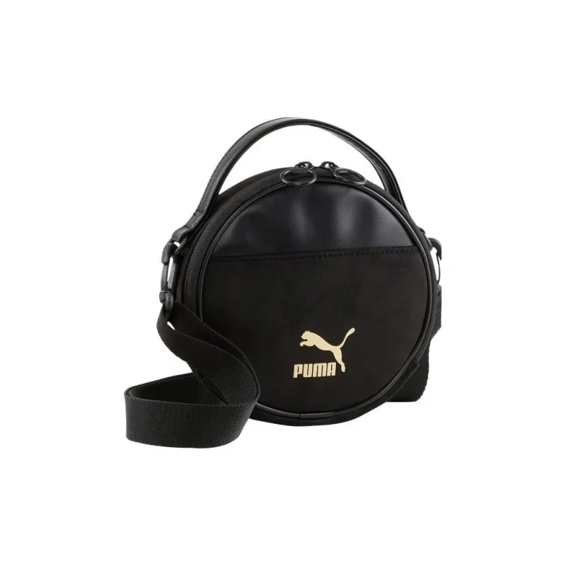 PUMA Fabric Artificial Leather Small Round Bag Handbag Shoulder Bag Crossbody Bag Regular Women's Black-0