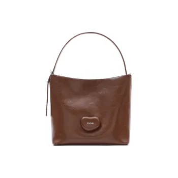 MUVA Cow Leather Bucket Bags Handbag Crossbody Bag Medium Size Women's Latte Brown/Moonrock Silver/Party Red