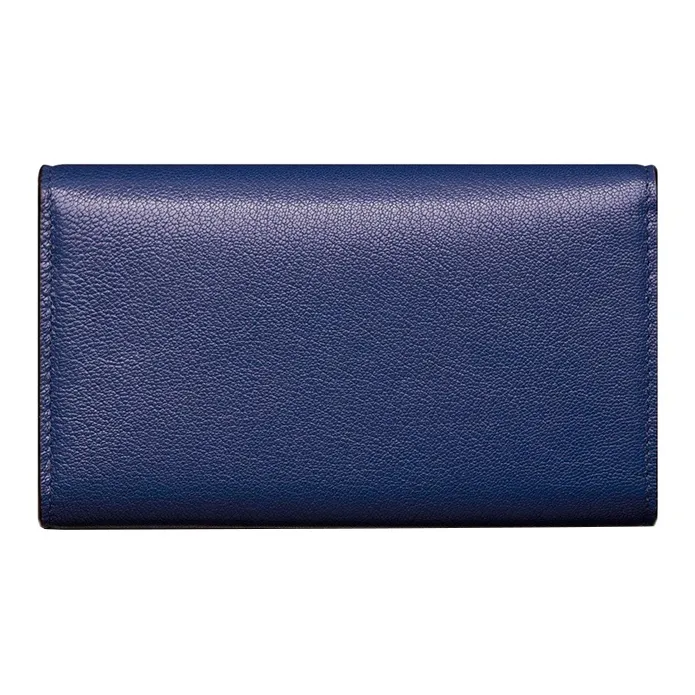 DIOR Saddle Goatskin Wallet Women's Blue-2
