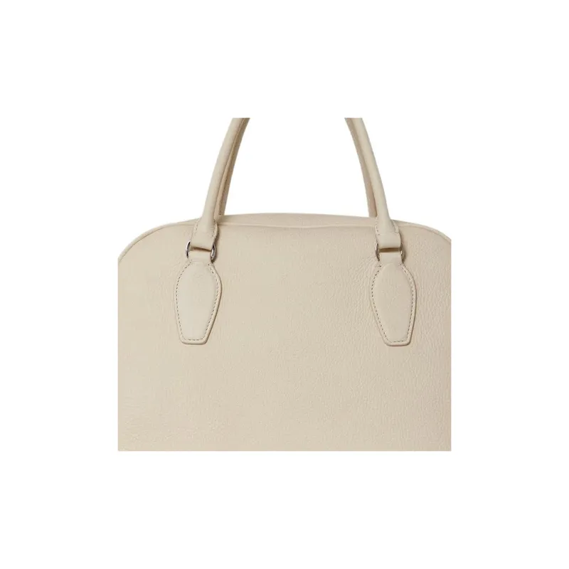 THE ROW Soft Grain Deer Leather Bowling Bag, Handbag Regular Women's Ivory White-3