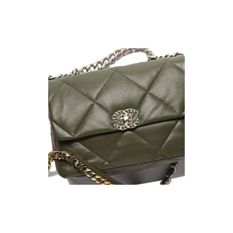 CHANEL 22K Fall And Winter 19Bag Lambskin Shoulder Bag, Crossbody Bag Tubas Women's Olive Green-2