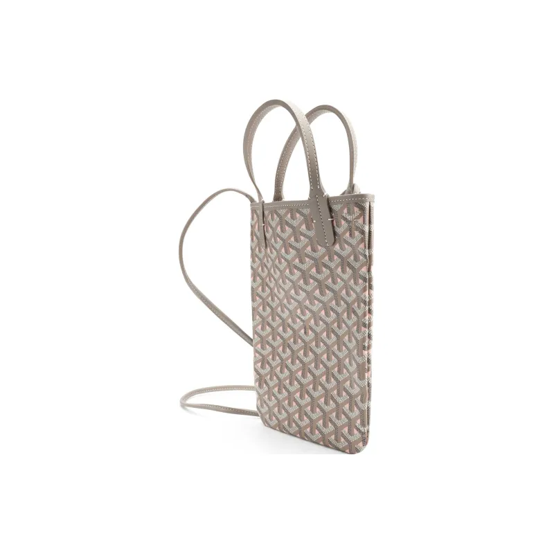 GOYARD Poitiers Canvas With Leather Tote Crossbody Handbag Trumpets Women's Elephant Gray/Cherry Blossom Pink-3
