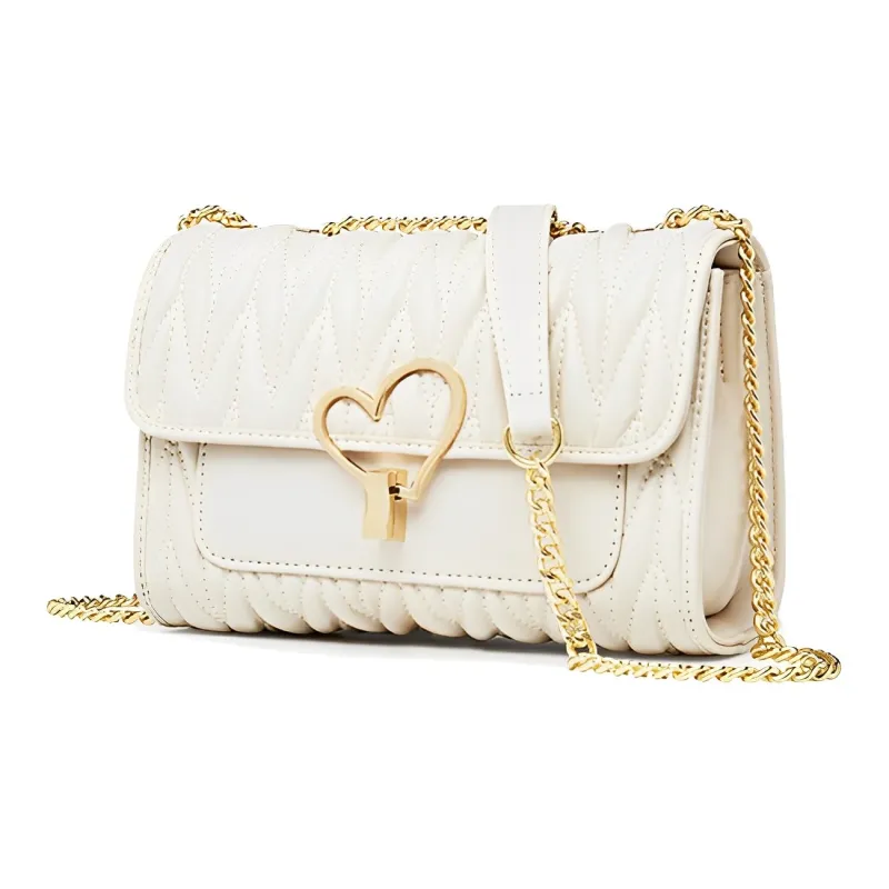 FOXER Cow Leather Heart Lock Small Square Bag, Shoulder Bag Women's-2
