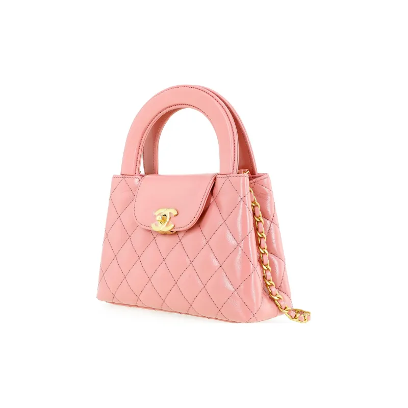CHANEL Calfskin Crossbody One Shoulder Handbag Mini Women's Coral Pink-1