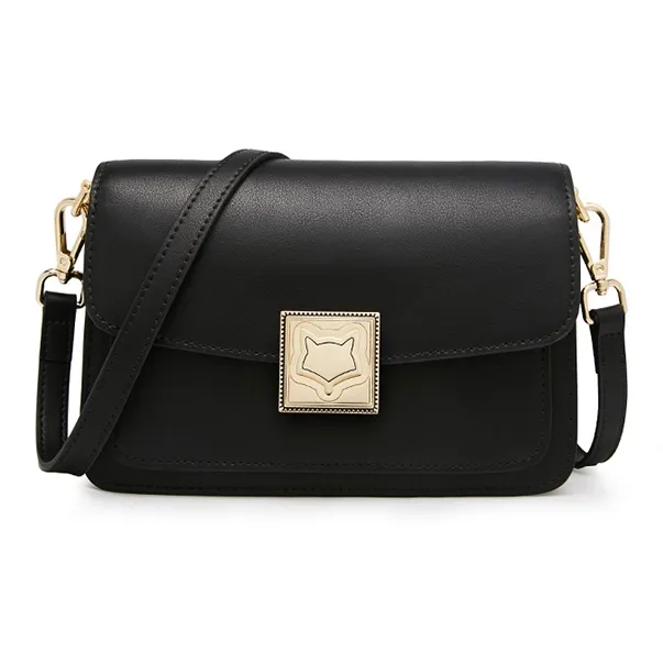 FOXER Cow Leather Small Square Bag Shoulder Bag Small Size Women's Black/Coffee-6