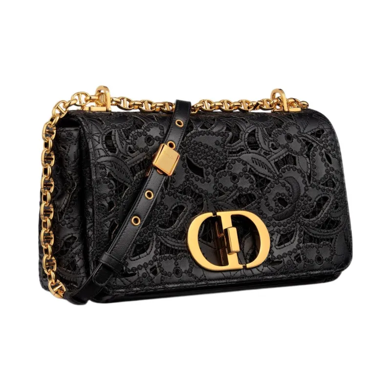 DIOR Caro Calfskin Shoulder Bag Crossbody Bag Medium Size Women's Black-1