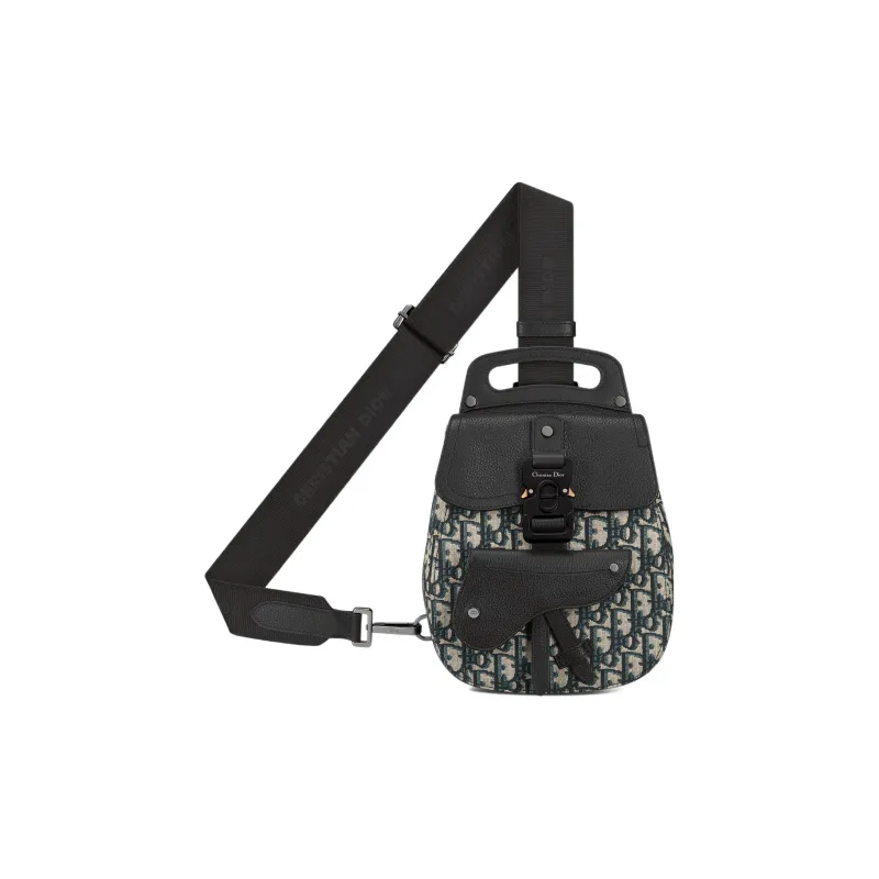 DIOR Gallop Oblique Jacquard With Grain Cow Leather Sling Bag, Crossbody Bag, Shoulder Bag Mini Men's Black-1