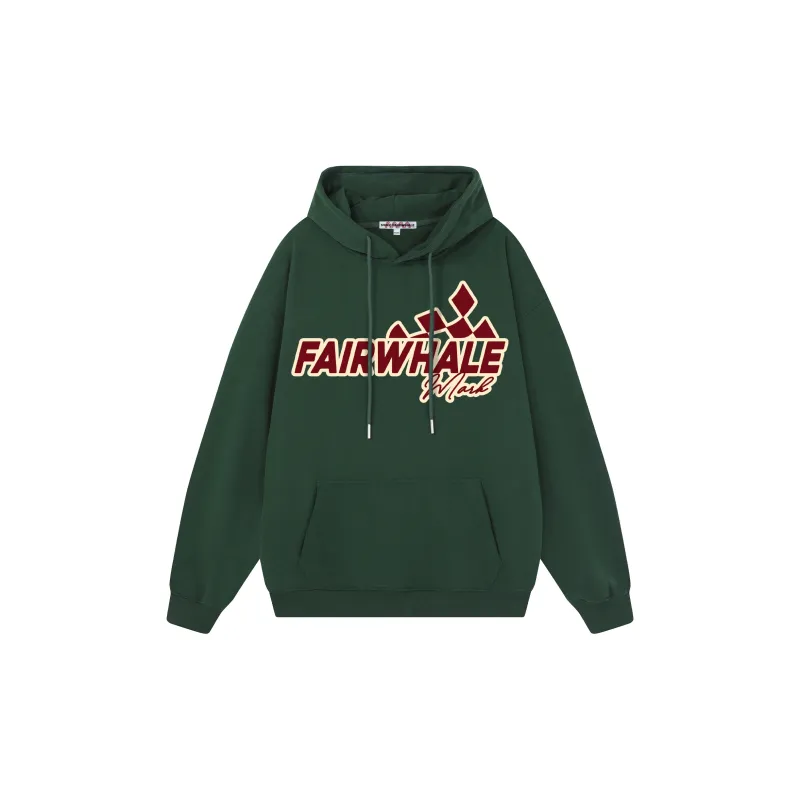 FAIRWHALE Letter Print Loose Fit Pullover Drop Shoulder Hoodie Unisex-30