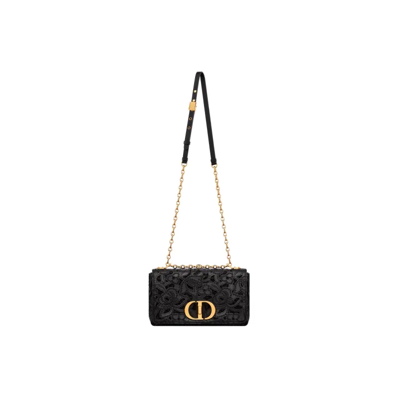 DIOR Caro Calfskin Shoulder Bag Crossbody Bag Medium Size Women's Black-4