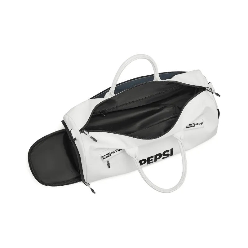 Pepsi Water-Repellent Membrana Dermalis PU Yoga Gym Bag Crossbody Travel Bag Medium Size Unisex Black/White-4