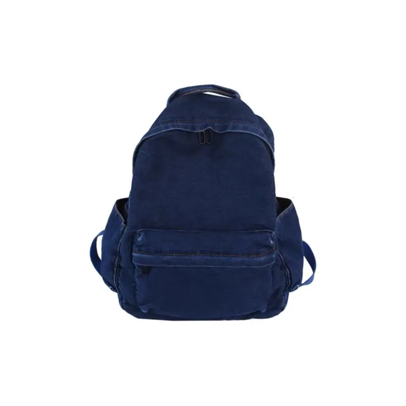 UNITE STAR Denim Backpack Medium Size Women's Dark Blue/Light Blue-4