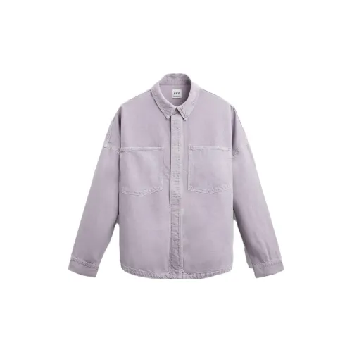 ZARA Denim Jackets Men Earth Gray Fuchsia