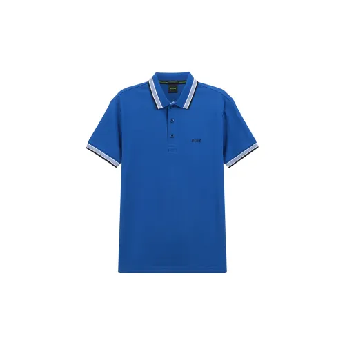 HUGO BOSS Polo Shirts Men Medium Blue