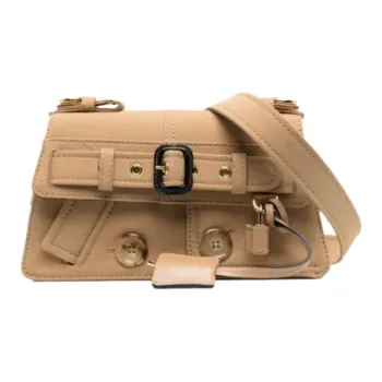 MOSCHINO Cotton Crossbody Bag Small Size Unisex Light Brown