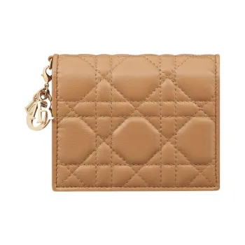 DIOR Sheepskin Wallet Mini Women's Brown