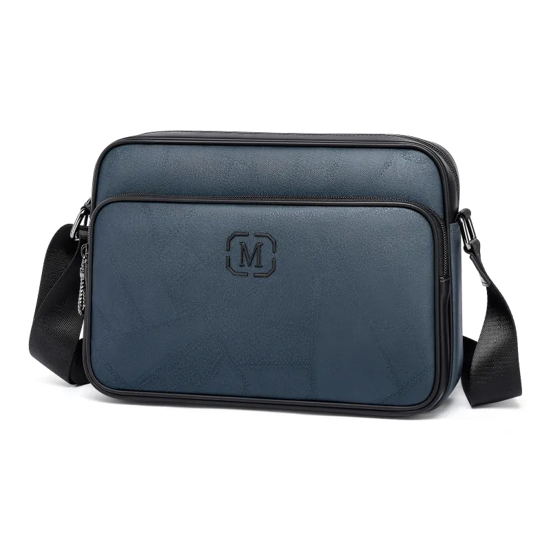FAIRWHALE PU Crossbody Bag Messenger Bag Unisex Black Blue-10