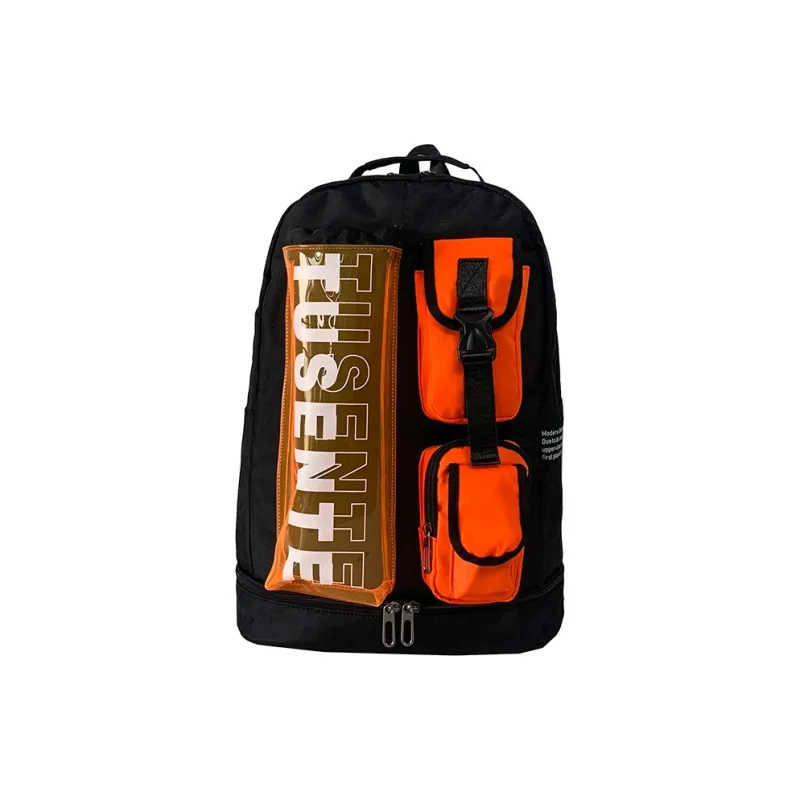 Deli Bear Oxford Backpack Large Size Unisex Black & Orange/Black & Green/Black & Purple/Gray & Orange Multicolor-3