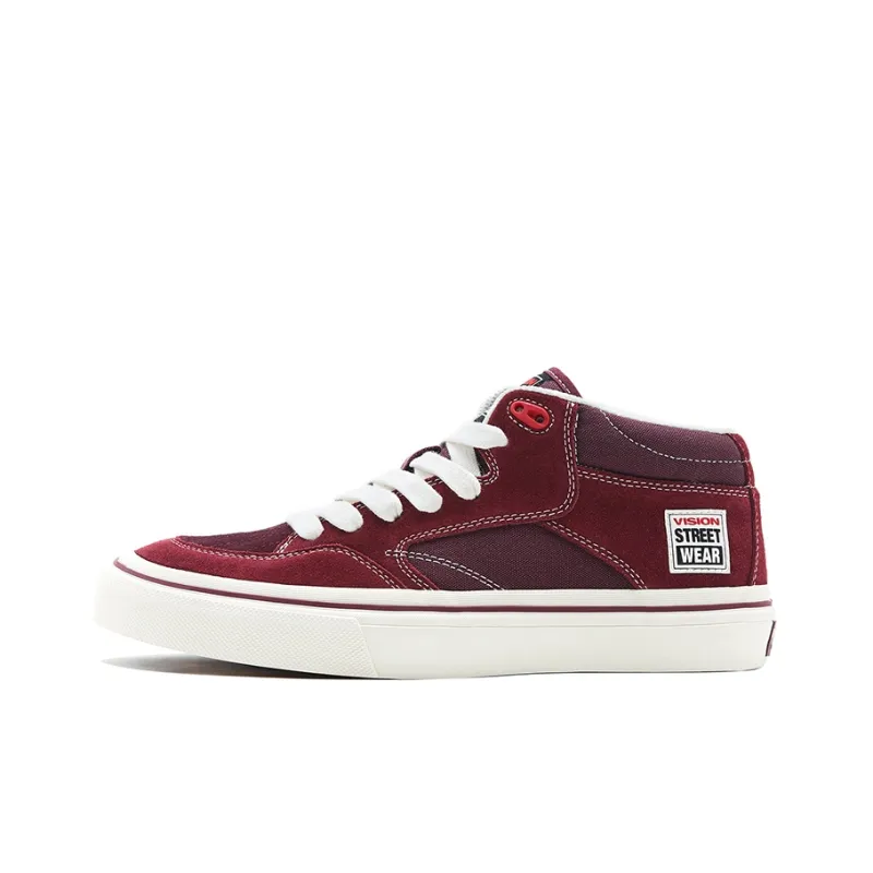 Vision Street Wear Concave Mid Top Skateboard Shoes Unisex Bordeaux Red-0