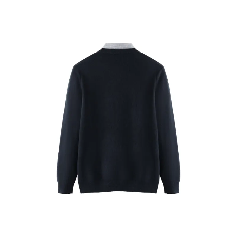 HLA Knitwear Men Navy Blue 76-1