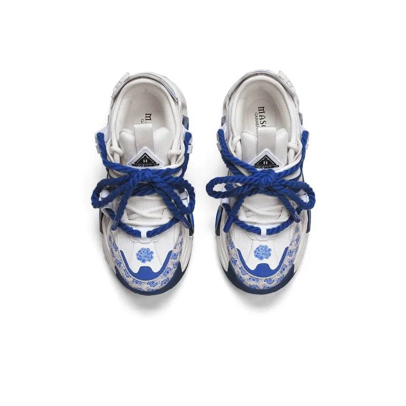 Masongarments Storm 1 Height Increasing Wear-Resistant Low-Top Chunky Sneakers Unisex Blue And White Porcelain-5