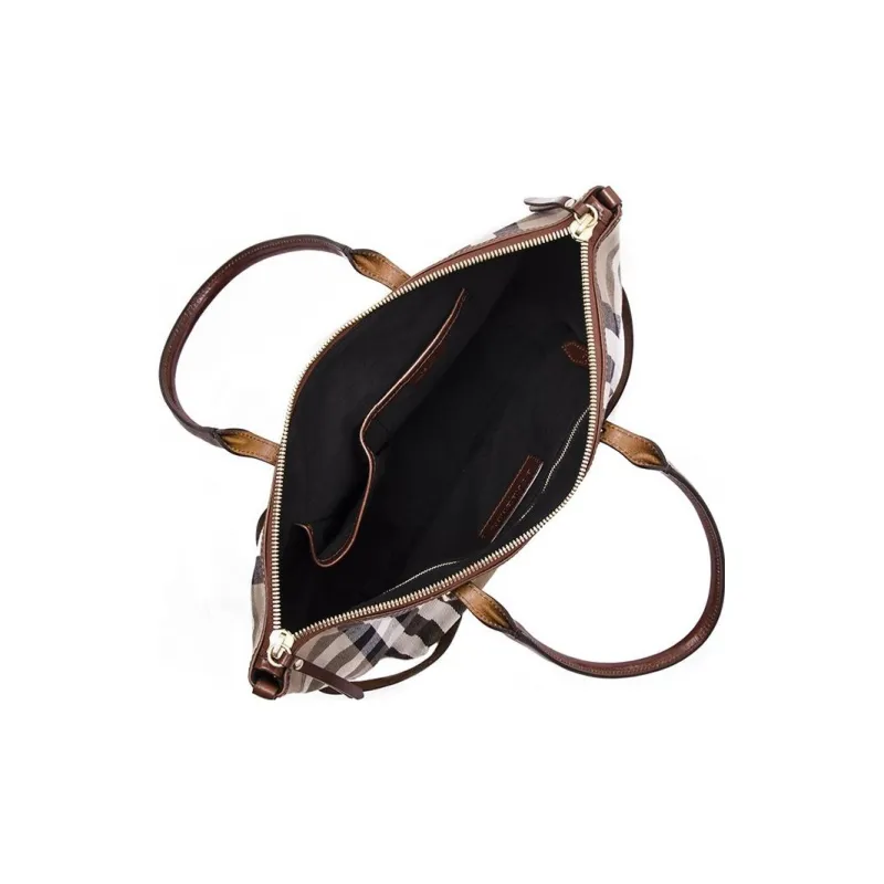 Burberry Cotton Tote Bag, Shopping Bag, Shoulder Bag, Handbag Regular Women's Brown-3