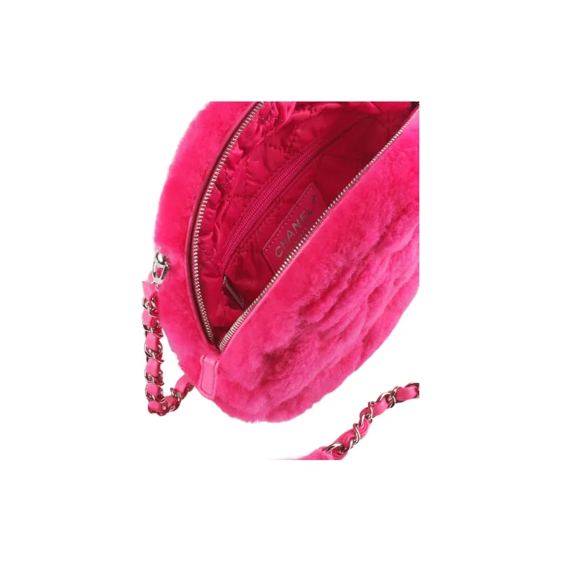 CHANEL Shearling Sheepskin Camera Bag, Crossbody Bag, Shoulder Bag Women's Peach Pink-2