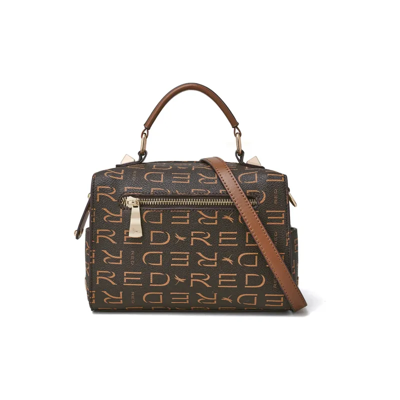 RED DRAGONFLY PVC Material Boston Bag, Crossbody Handbag Regular Women's Coffee-5