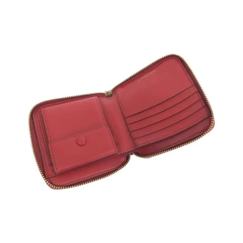 TORY BURCH T Monogram Canvas Leather Coin Purses Wallets Regular Women's Red-3