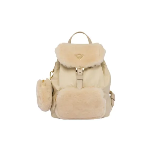 PRADA Shearling Backpack Women's Desert Yellow