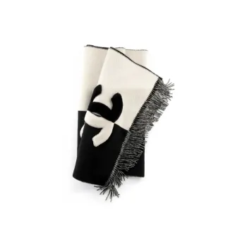 CHANEL Shawls Women's Black White