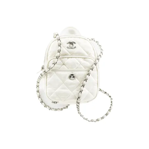 CHANEL Nylon Backpack Women's White