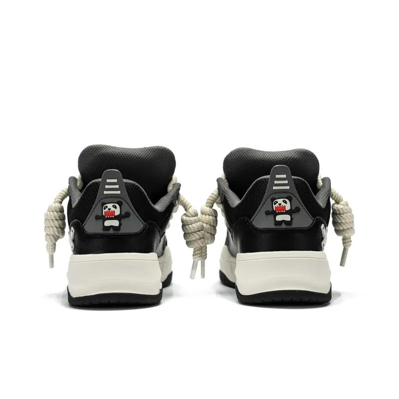 Pandas Move Cushioning Wear-Resistant Mid-Top Skateboard Shoes Unisex Black-5