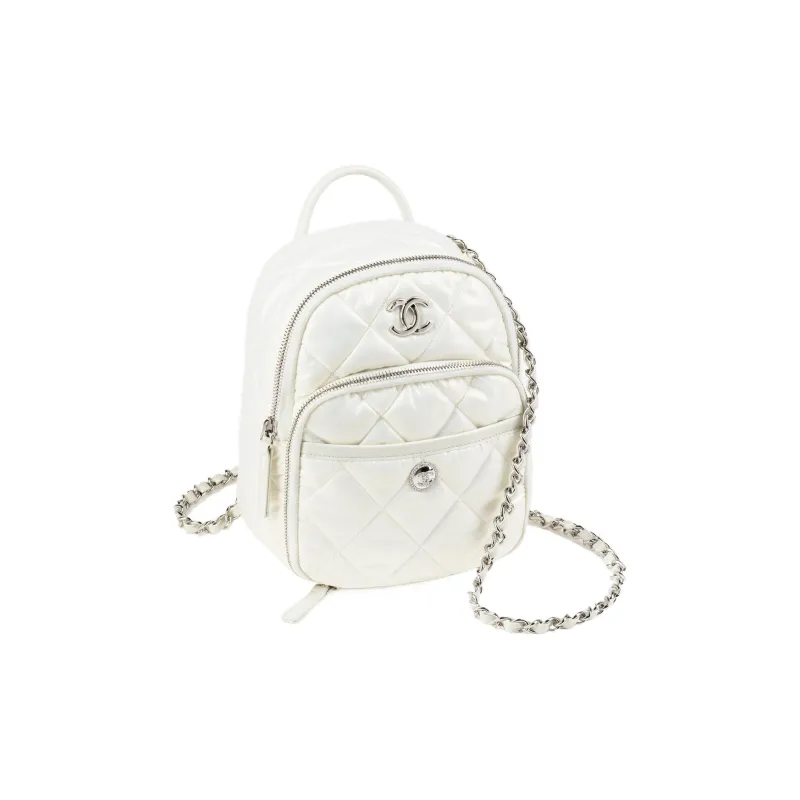 CHANEL Nylon Backpack Women's White-1