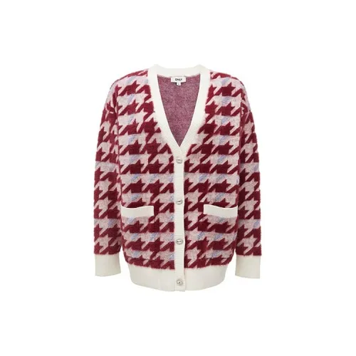 ONLY Knitwear Women's H71 Red Houndstooth Penny Check Red