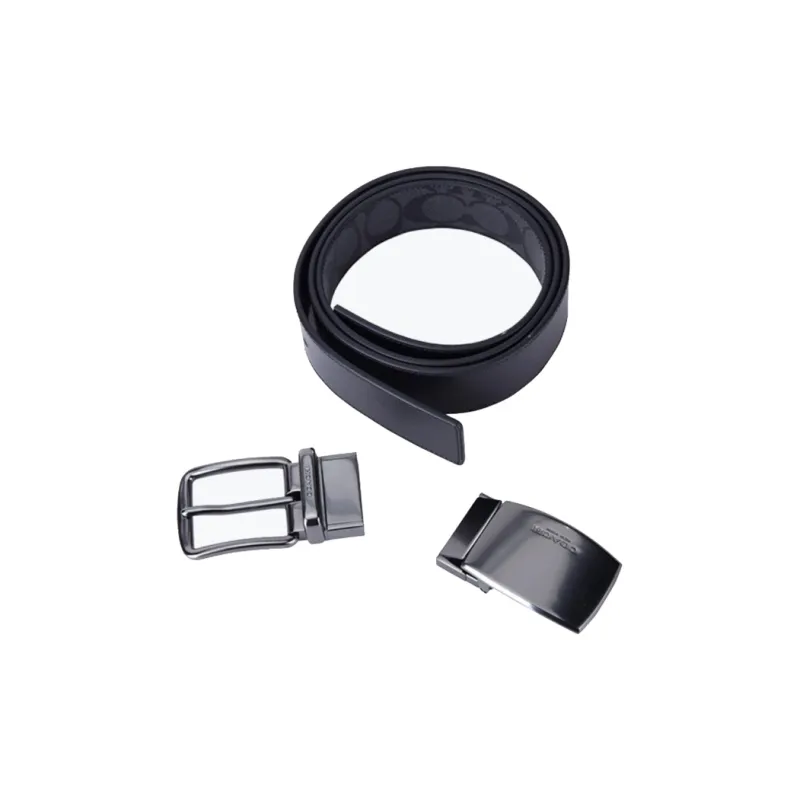 COACH Belt Men's Black Gray Width 3.8cm-3