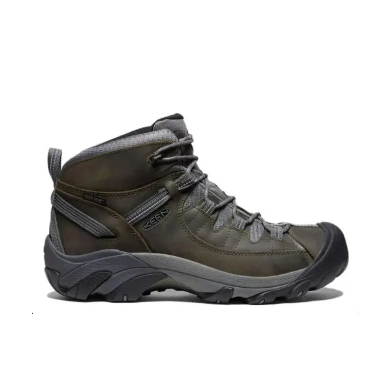KEEN Targhee II WP Cushioning, Wear Resistant Low Top Outdoor Shoes Men's Green Gray-1