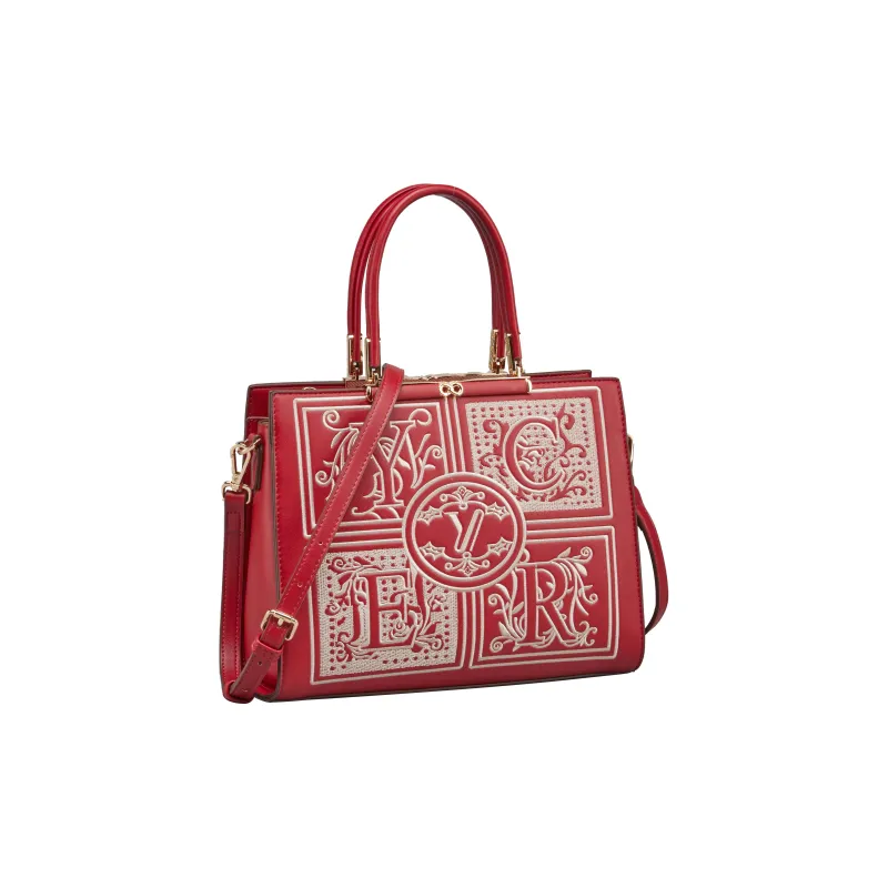 YEARCON Synthetic Leather Handbag Women's Burgundy-1