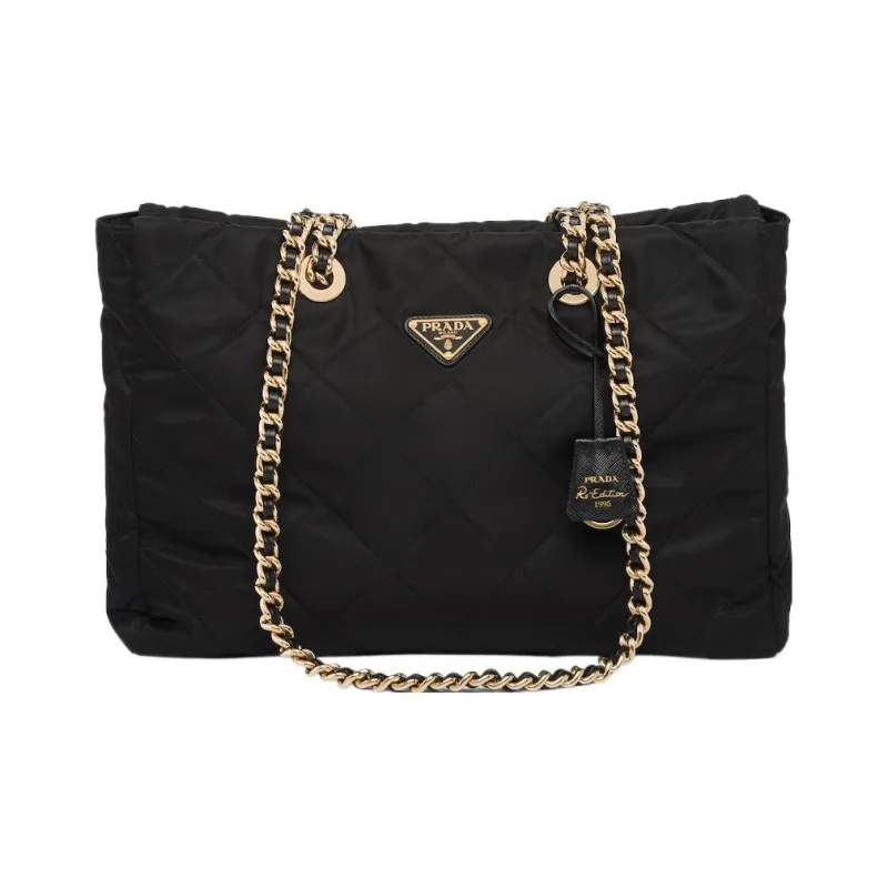 PRADA Re Edition Recycled Nylon Parachute Tote, Shopping Bag, Shoulder Bag Tubas Women's Black-0