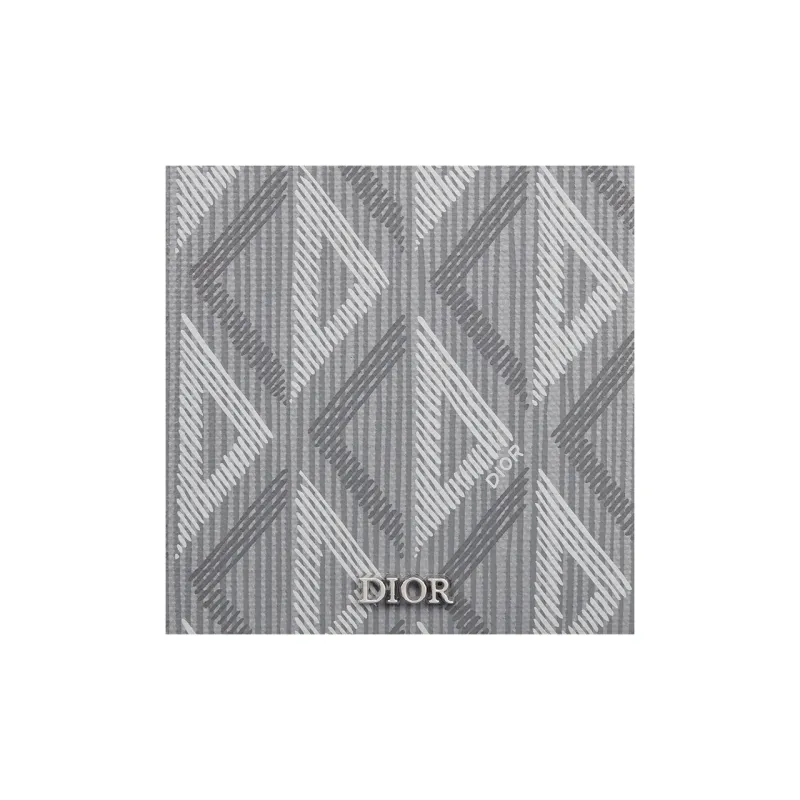 DIOR CD Diamond Canvas Passport Case Card Holder Wallet Passport Holder Men's Gray-3