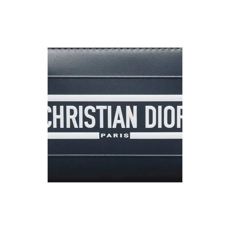 DIOR Vibe Cow Leather Card Clip Wallets Card Holders Small Size Women's Blue-4