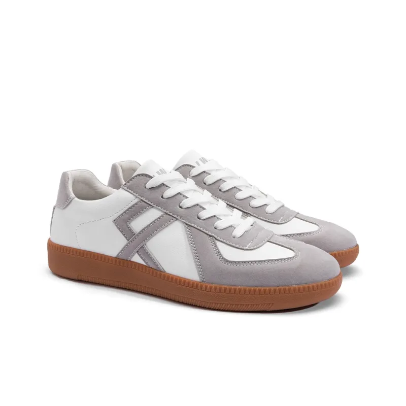 JWVR German Army Trainers Low Top Skateboard Shoes Unisex White Gray-5