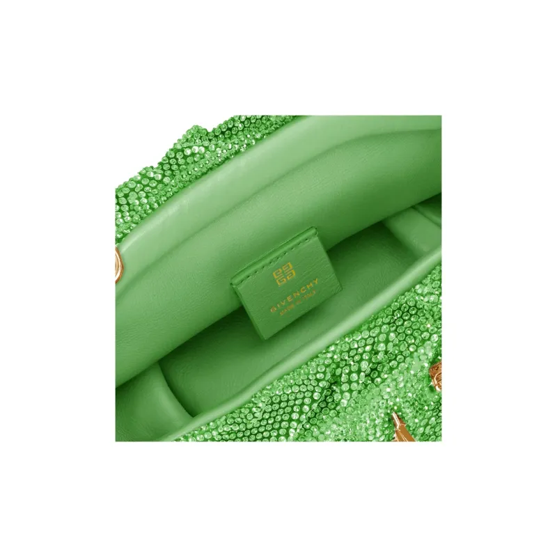 GIVENCHY Kenny All-over Rhinestone Velvet Fabric Shoulder Bag Crossbody Bag Handbag Mini Women's Bitter Plum Green-3