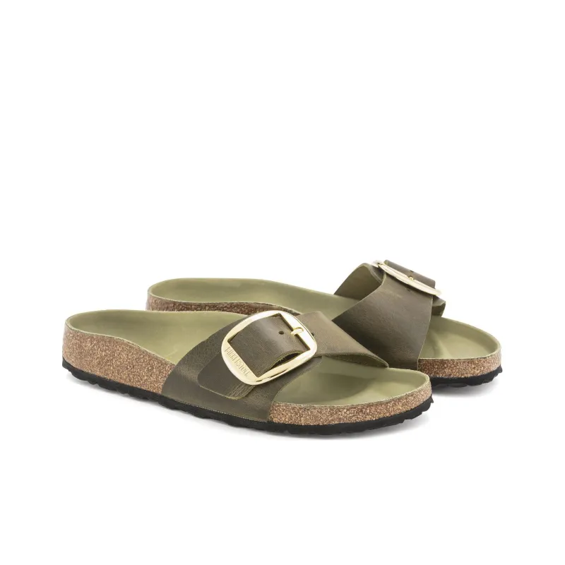Birkenstock Madrid Big Buckle Slide Slippers Women's Olive Green Regular-3