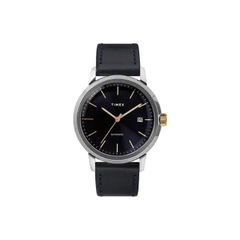 TIMEX MARLIN Collection Wrist Watch Automatic Mechanical Movement Leather Strap 40mm Black Dial Men's Watches TW2T23100