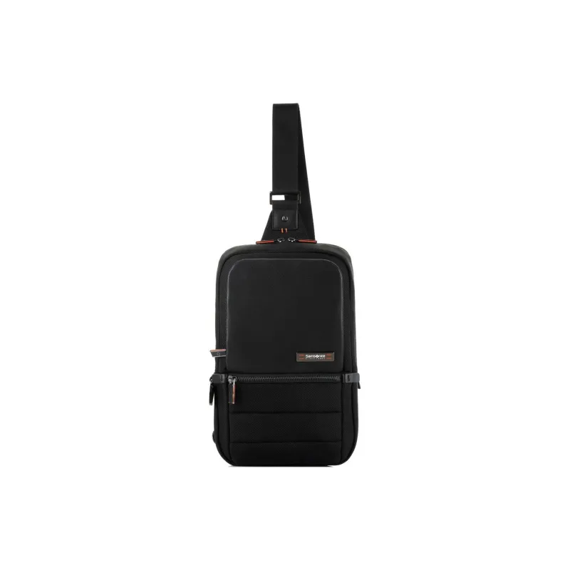 SAMSONITE VERON II Nylon And Leather Sling Bag Fanny Pack Shoulder Bag Crossbody Bag Men's Black-0