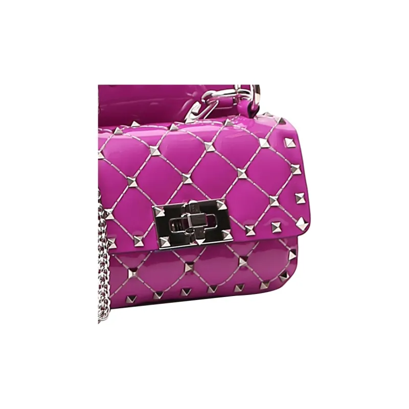 Valentino Patent Leather Crossbody Bag Shoulder Bag Women's Purple-3