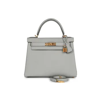 HERMES Kelly Togo Calfskin Kelly Bag Handbags Regular Women's 80 Gris Perle Pearl Gray