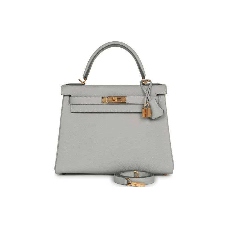 HERMES Kelly Togo Calfskin Kelly Bag Handbags Regular Women's 80 Gris Perle Pearl Gray-0